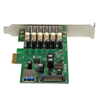 StarTech.com 7 Port PCI Express USB 3.0 Karte, PCIe, SATA, USB 3.2 Gen 1 (3.1 Gen 1), Full-height / Low-profile, Grün, Metallisch, 3 m, 1920042 h