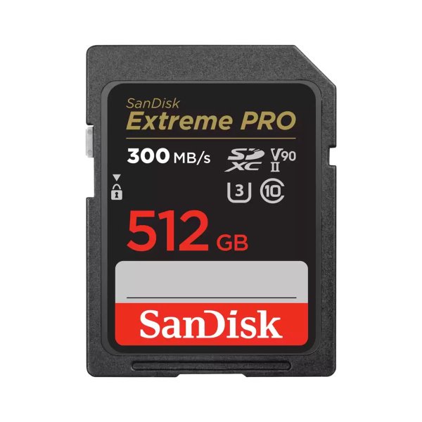 SanDisk Extreme PRO, 512 GB, SDXC, Klasse 10, UHS-II, 300 MB/s, 260 MB/s