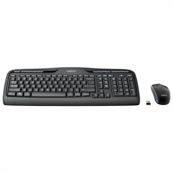 Logitech Wireless Combo MK330, Volle Größe (100%), Kabellos, USB, QWERTZ, Schwarz, Maus enthalten