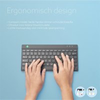 R-Go Tools Ergonomische Tastatur R-Go Compact Break, kompakte Tastatur mit Pausensoftware, QWERTY (IT), Bluetooth, Schwarz, Mini, Kabelgebunden, USB, QWERTY, Schwarz