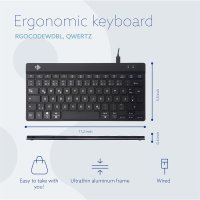 R-Go Tools Ergonomische Tastatur R-Go Compact Break, kompakte Tastatur mit Pausensoftware, QWERTZ (DE), Kabelgebunden, Weiß, Mini, Kabelgebunden, USB, QWERTZ, Weiß