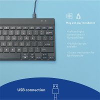 R-Go Tools Ergonomische Tastatur R-Go Compact Break, kompakte Tastatur mit Pausensoftware, QWERTZ (DE), Kabelgebunden, Weiß, Mini, Kabelgebunden, USB, QWERTZ, Weiß