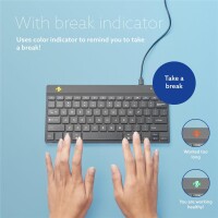 R-Go Tools Ergonomische Tastatur R-Go Compact Break, kompakte Tastatur mit Pausensoftware, QWERTY (NORDIC), Kabelgebunden, Weiß, Mini, Kabelgebunden, USB, QWERTY, Weiß