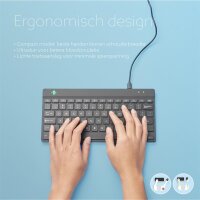 R-Go Tools Ergonomische Tastatur R-Go Compact Break, kompakte Tastatur mit Pausensoftware, QWERTY (NORDIC), Kabelgebunden, Weiß, Mini, Kabelgebunden, USB, QWERTY, Weiß