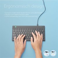 R-Go Tools Ergonomische Tastatur R-Go Compact Break, kompakte Tastatur mit Pausensoftware, QWERTY (US), Kabelgebunden, Weiß, Mini, Kabelgebunden, USB, QWERTY, Weiß