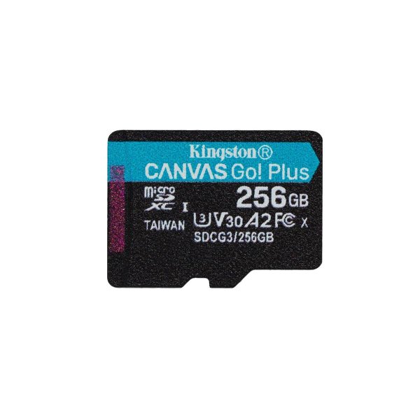 Kingston 256GB microSDXC Canvas Go Plus 170R A2 U3 V30 Einzelpack ohne Adapter, 256 GB, MicroSD, Klasse 10, UHS-I, 170 MB/s, 90 MB/s