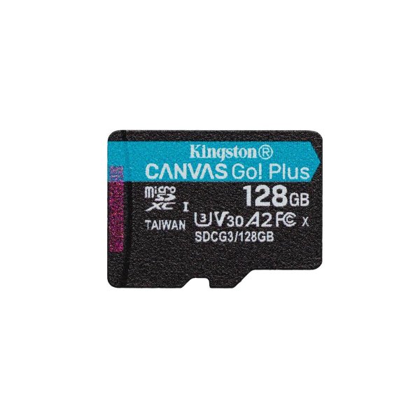 Kingston 128GB microSDXC Canvas Go Plus 170R A2 U3 V30 Einzelpack ohne Adapter, 128 GB, MicroSD, Klasse 10, UHS-I, 170 MB/s, 90 MB/s