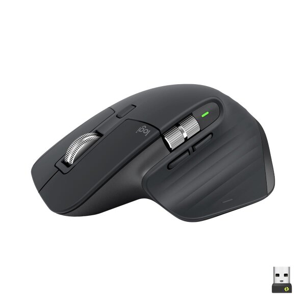 Logitech MX Master 3S, rechts, Laser, RF Wireless + Bluetooth, 8000 DPI, Graphit