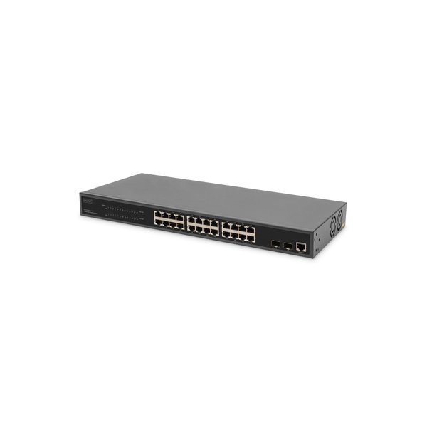 DIGITUS 24-Port Gigabit PoE Netzwerkswitch,19 Zoll, L2 managed,2 Uplink Ports, SFP, 430 W, af/at