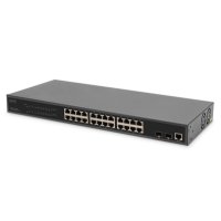 DIGITUS 24-Port Gigabit PoE Netzwerkswitch,19 Zoll, L2...