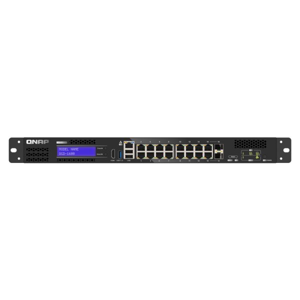 QNAP QGD-1600, Managed, Gigabit Ethernet (10/100/1000), Vollduplex, Rack-Einbau, 1U