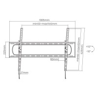 Manhattan 461931, 3,05 m (120"), 50 x 50 mm, 900 x 600 mm, -10 - 10°, Stahl, Schwarz