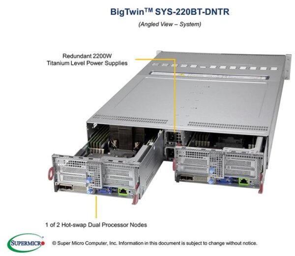 Supermicro SYS-220BT-DNTR, Intel C621A, LGA 4189, Intel, Intel® Xeon®, Skalierbare Intel® Xeon® der 3. Generation, DDR4-SDRAM