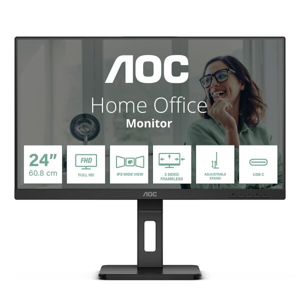 AOC 24P3CV, 60,5 cm (23.8"), 1920 x 1080 Pixel, Full HD, LED, 4 ms, Schwarz