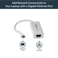 StarTech.com USB-C auf Gigabit-Ethernet-Adapter - Weiß - USB 3.0 auf RJ45 LAN-Netzwerkadapter - USB-Typ-C auf Ethernet, Kabelgebunden, USB Typ-C, Ethernet, 5000 Mbit/s, Weiß