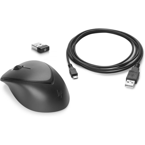 HP Wireless Premium-Maus, Beidhändig, Laser, RF Wireless, 1200 DPI, Schwarz