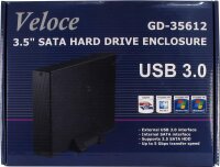 Inter-Tech Veloce GD-35612, 3.5 Zoll, SATA, Serial ATA II, 5 Gbit/s, Schwarz