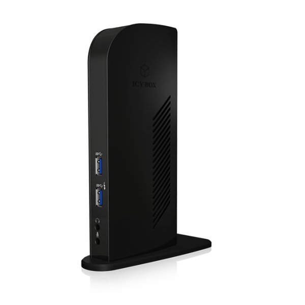 ICY BOX IB-DK2242AC, Kabelgebunden, USB 3.2 Gen 1 (3.1 Gen 1) Type-A, 3,5 mm, 10,100,1000 Mbit/s, Schwarz, 5000 Gbit/s