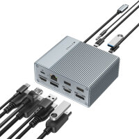 Targus HDG212B-GL, Kabelgebunden, USB 3.2 Gen 1 (3.1 Gen 1) Type-C, 100 W, 1000 Mbit/s, Grau, 89 mm