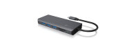 ICY BOX IB-DK4070-CPD, Kabelgebunden, USB 3.2 Gen 1 (3.1 Gen 1) Type-C, 100 W, 1000 Mbit/s, Anthrazit, Schwarz, MicroSDXC, SDXC