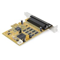 StarTech.com 8 Port PCI Express Karte - PCIe RS232 Erweiterungskarte - 16C1050 UART - Multiport DB9 Controller / serial adapter card - 15 kV ESD-Schutz - Windows & Linux, PCIe, Seriell, RS-232, Gelb, 0,5 m, 160013 h