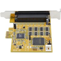 StarTech.com 8 Port PCI Express Karte - PCIe RS232 Erweiterungskarte - 16C1050 UART - Multiport DB9 Controller / serial adapter card - 15 kV ESD-Schutz - Windows & Linux, PCIe, Seriell, RS-232, Gelb, 0,5 m, 160013 h