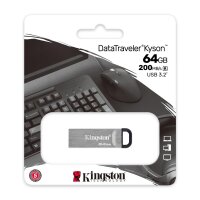 Kingston DataTraveler 64GB Kyson USB-Stick, 64 GB, USB Typ-A, 3.2 Gen 1 (3.1 Gen 1), 200 MB/s, Ohne Deckel, Silber