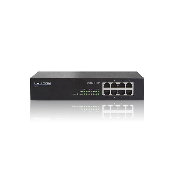 Lancom GS-1108P, Unmanaged, Gigabit Ethernet (10/100/1000), Vollduplex, Power over Ethernet (PoE), Rack-Einbau