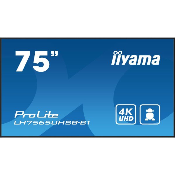 Iiyama LH7565UHSB-B1, Kiosk-Design, 189,2 cm (74.5"), LED, 3840 x 2160 Pixel, WLAN, 24/7