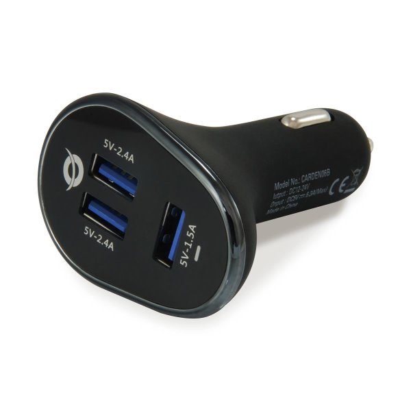 Conceptronic CARDEN 3-Port 31.5W USB-KFZ-Ladegerät, Auto, Zigarettenanzünder, 5 V, Schwarz