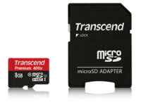 Transcend 8GB microSDHC Class 10 UHS-I, 8 GB, MicroSDHC, Klasse 10, MLC, 90 MB/s, Class 1 (U1)