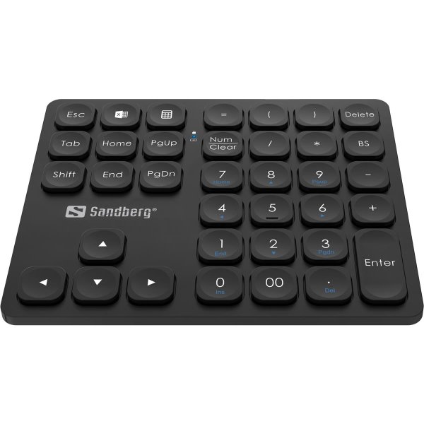 SANDBERG Wireless Numeric Keypad Pro, Verkabelt & Kabellos, RF kabellos + USB, Membran Key Switch, Schwarz