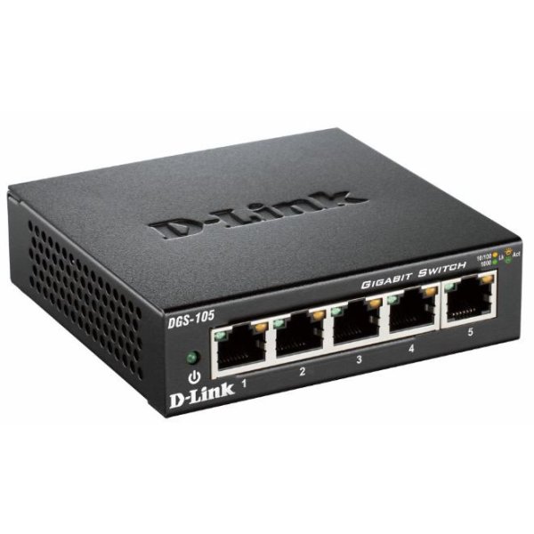 D-Link DGS-105, Unmanaged, L2, Gigabit Ethernet (10/100/1000), Vollduplex