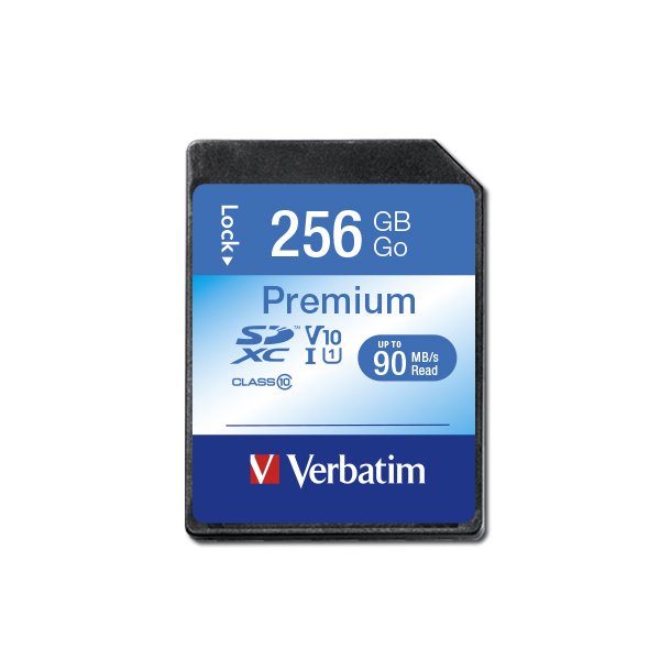 Verbatim Premium, 256 GB, SDXC, Klasse 10, UHS-I, 90 MB/s, 10 MB/s