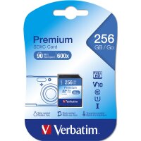 Verbatim Premium, 256 GB, SDXC, Klasse 10, UHS-I, 90...