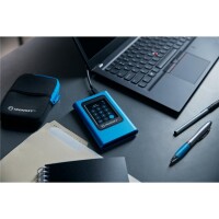 Kingston IronKey 1920GB Vault Privacy 80 XTS-AES 256-bit Verschlüsselte externe SSD, 1,92 TB, USB Typ-C, 3.2 Gen 1 (3.1 Gen 1), 250 MB/s, Passwortschutz, Blau