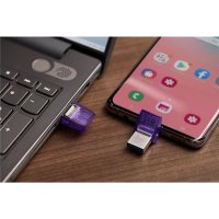 Kingston DataTraveler 256GB microDuo 3C 200MB/s dual USB-A + USB-C, 256 GB, USB Type-A / USB Type-C, 3.2 Gen 1 (3.1 Gen 1), 200 MB/s, andere, Edelstahl, Violett