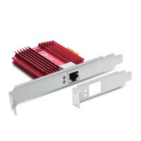 TP-LINK 10 Gigabit PCI Express Netzwerk Adapter, Eingebaut, Kabelgebunden, PCI Express, Ethernet, 10000 Mbit/s, Rot