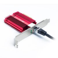 TP-LINK 10 Gigabit PCI Express Netzwerk Adapter, Eingebaut, Kabelgebunden, PCI Express, Ethernet, 10000 Mbit/s, Rot