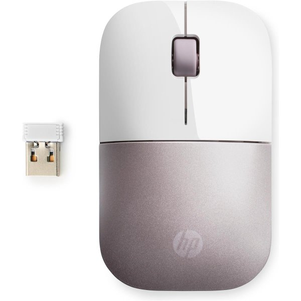 HP Wireless-Maus Z3700 – weiß/pink, Beidhändig, RF Wireless, 1200 DPI, Pink, Weiß