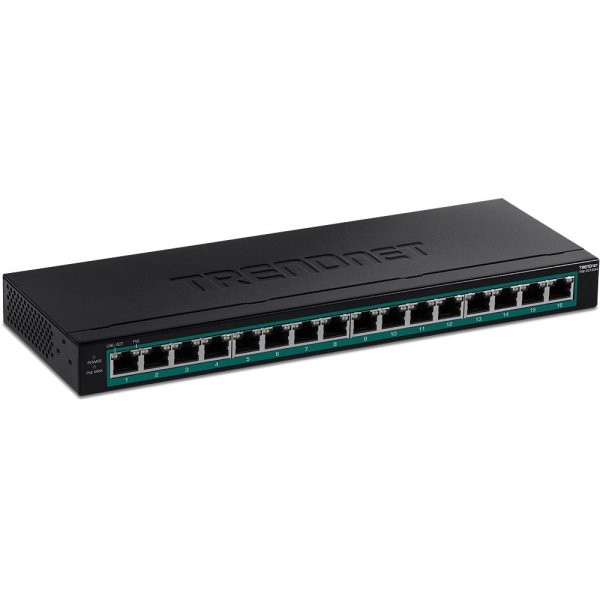 TRENDnet TPE-TG160H, Unmanaged, Gigabit Ethernet (10/100/1000), Vollduplex, Power over Ethernet (PoE), Rack-Einbau, 1U