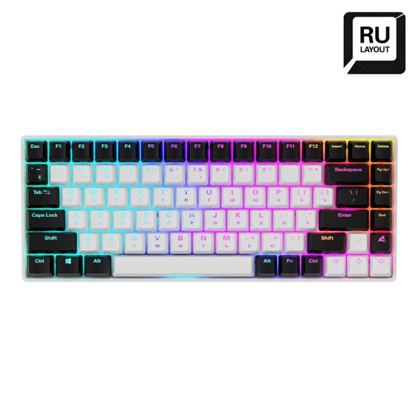 Sharkoon SKILLER SGK50 S3, Kabelgebunden, USB, Mechanischer Switch, QWERTY, RGB-LED, Weiß