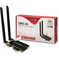 Inter-Tech DMG-36, Eingebaut, Kabellos, PCI Express, WLAN / Bluetooth, 5400 Mbit/s, Schwarz, Silber