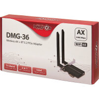 Inter-Tech DMG-36, Eingebaut, Kabellos, PCI Express, WLAN / Bluetooth, 5400 Mbit/s, Schwarz, Silber